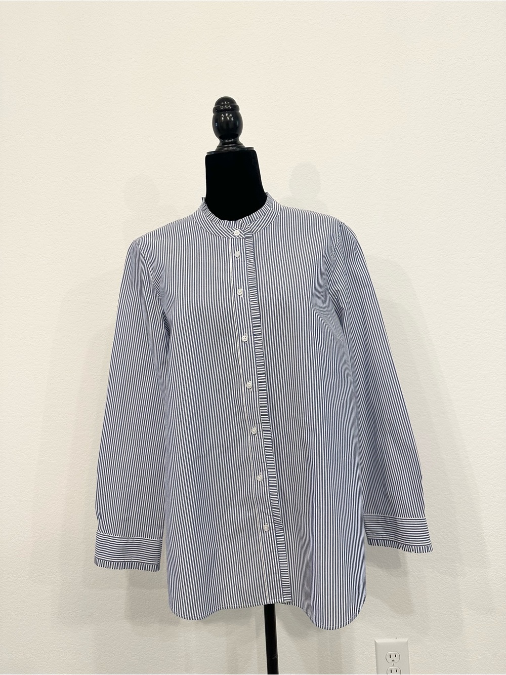 Talbots Striped Blue and White Button-Up Shirt